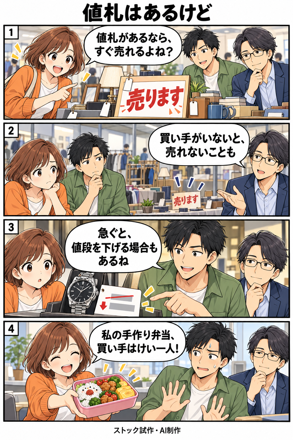 値札はあるけど。縦4コマ。内容は下のテキスト版で読めます。
