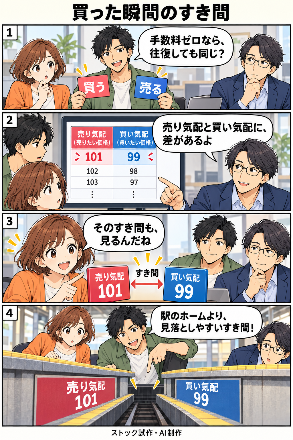 買った瞬間のすき間。縦4コマ。内容は下のテキスト版で読めます。