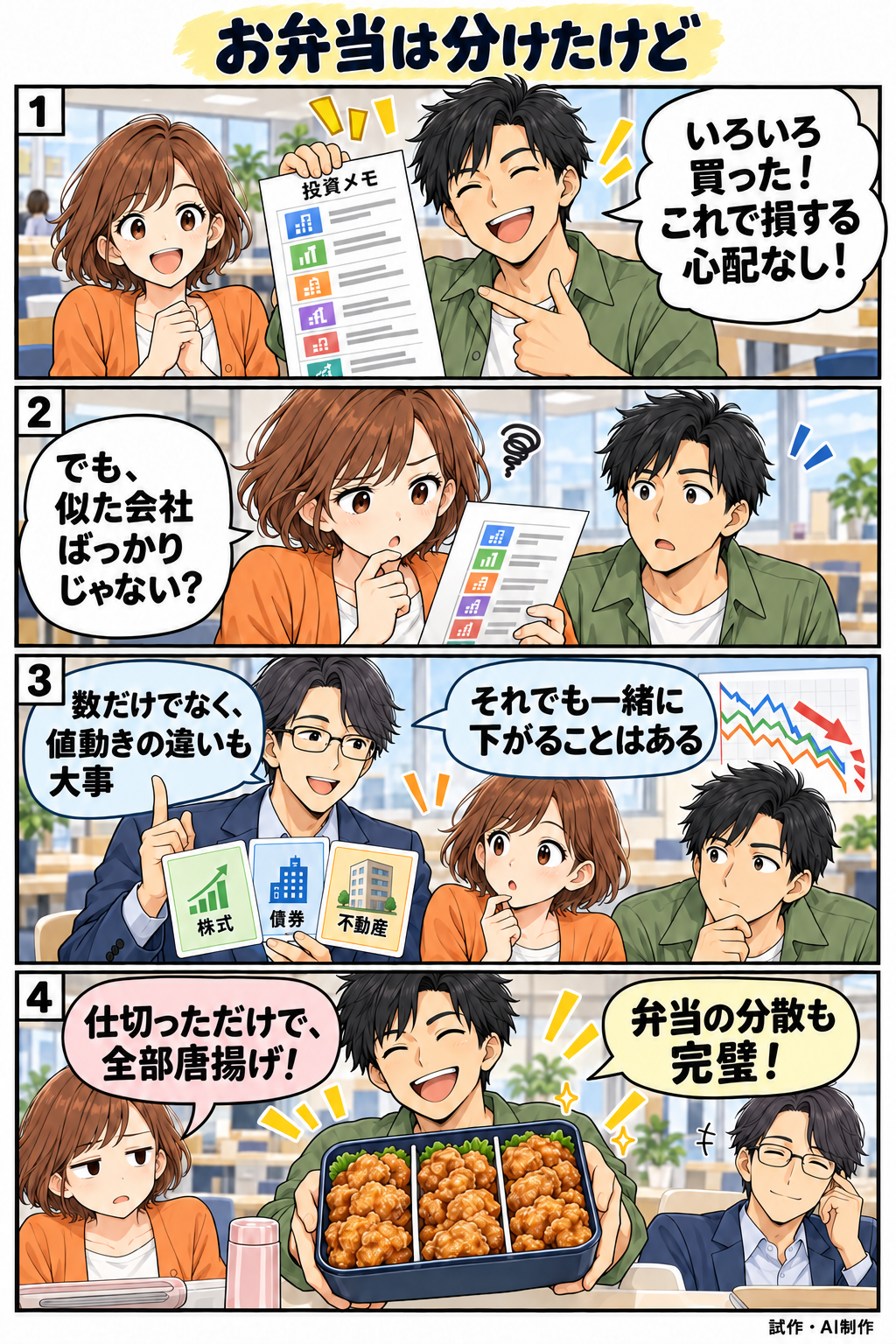 お弁当は分けたけど。縦4コマ。内容は下のテキスト版で読めます。