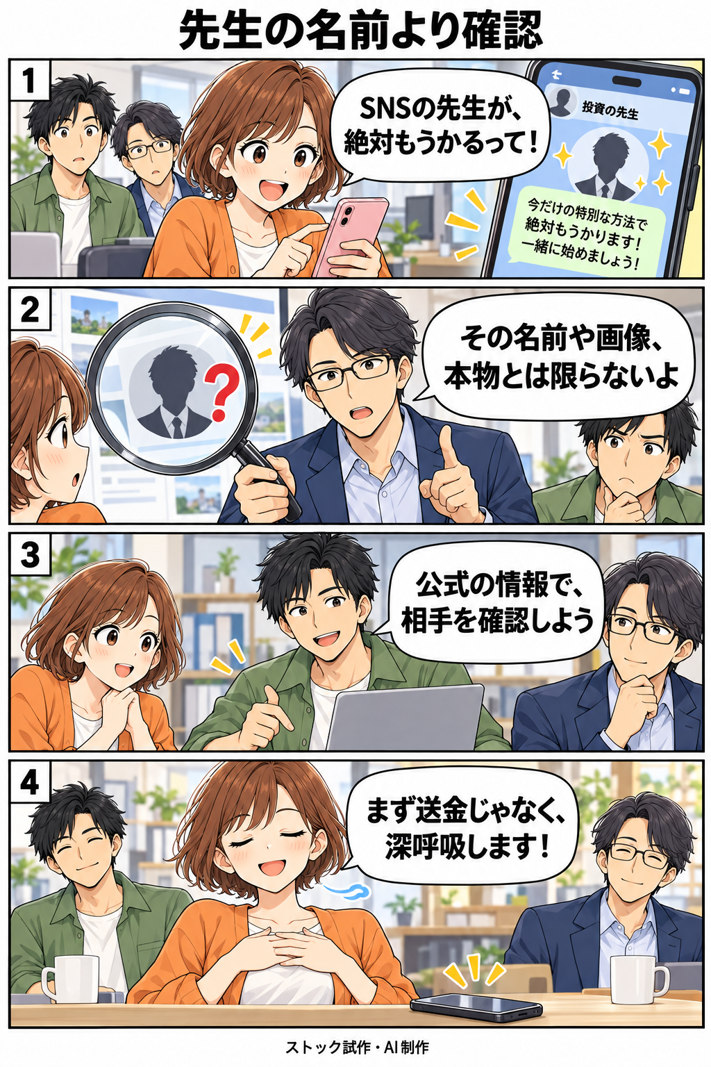 先生の名前より確認。縦4コマ。内容は下のテキスト版で読めます。