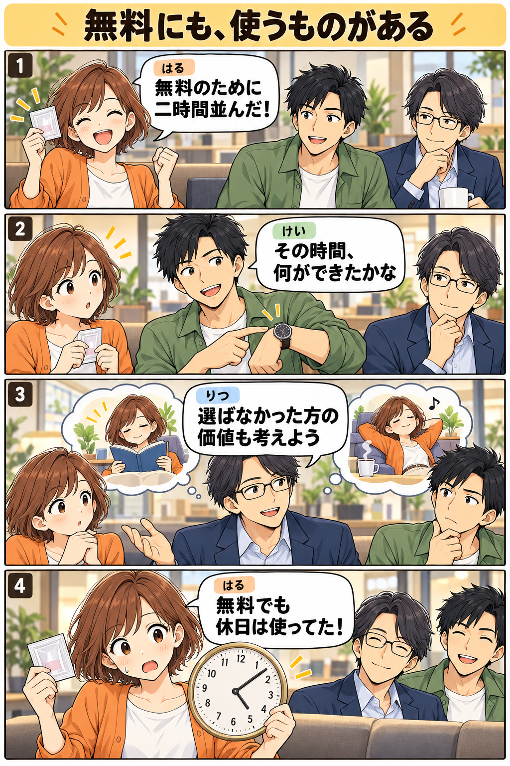 無料にも、使うものがある。縦4コマ。内容は下のテキスト版で読めます。