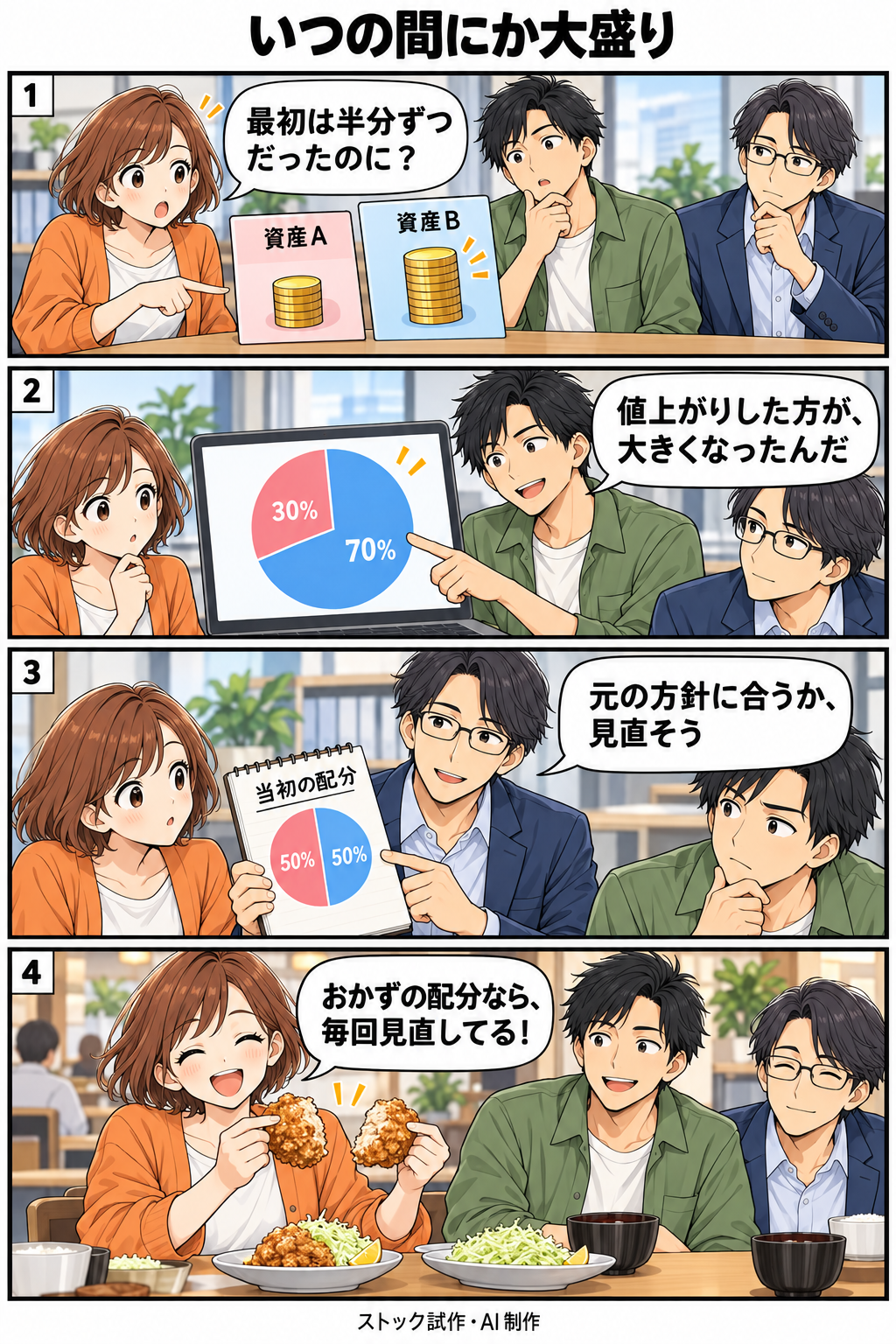 いつの間にか大盛り。縦4コマ。内容は下のテキスト版で読めます。